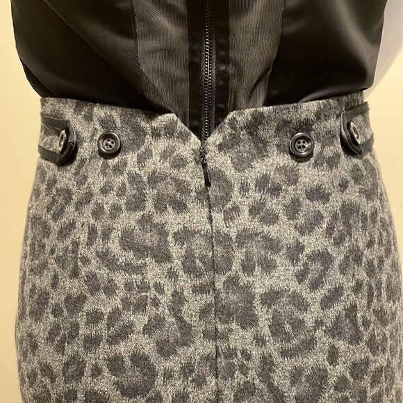 REBECCA TAYLOR GRAY AND BLACK ANIMAL PRONT HIGH WAISTED PENCIL SKIRT SIZE 8 NWOT - Picture 8 of 14